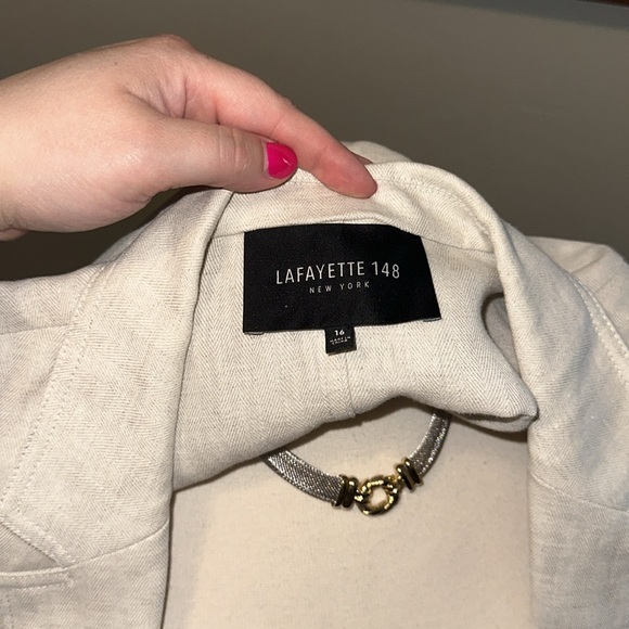 Lafayette 148 New York Oatmeal 100% Linen Blazer New Without Tags - Picture 4 of 7